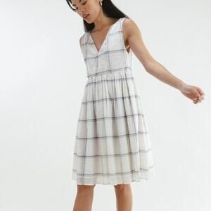 Darling Flight Dress White Plaid XS